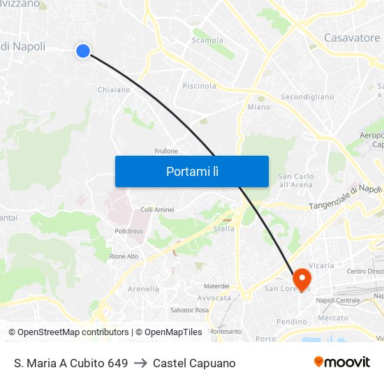 S. Maria A Cubito 649 to Castel Capuano map