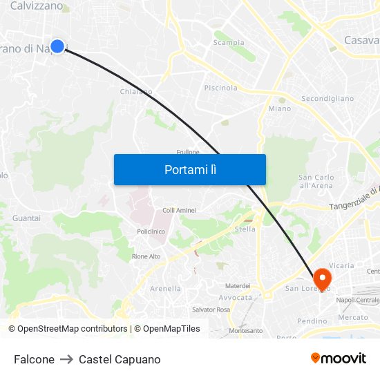 Falcone to Castel Capuano map