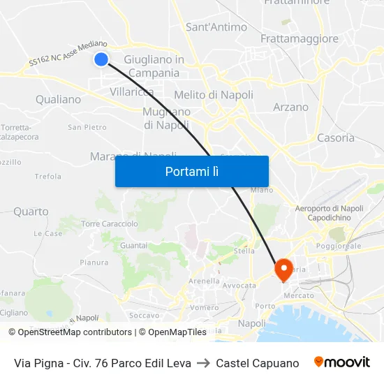 Via Pigna - Civ. 76 Parco Edil Leva to Castel Capuano map