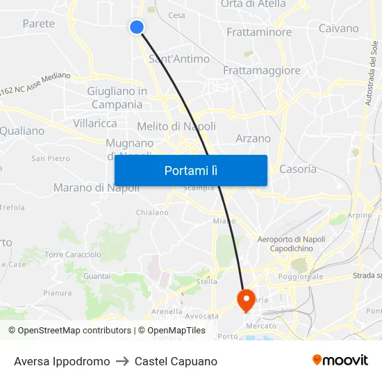 Aversa Ippodromo to Castel Capuano map