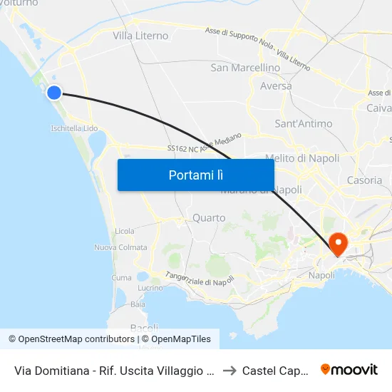 Via Domitiana - Rif. Uscita Villaggio Coppola to Castel Capuano map