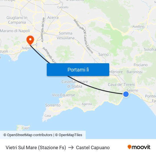 Vietri Sul Mare (Stazione Fs) to Castel Capuano map