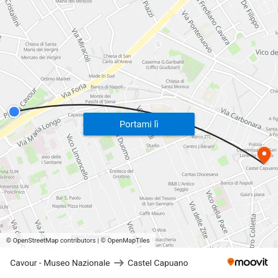 Cavour - Museo Nazionale to Castel Capuano map