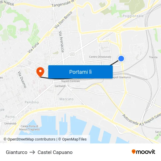 Gianturco to Castel Capuano map