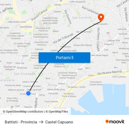 Battisti - Provincia to Castel Capuano map