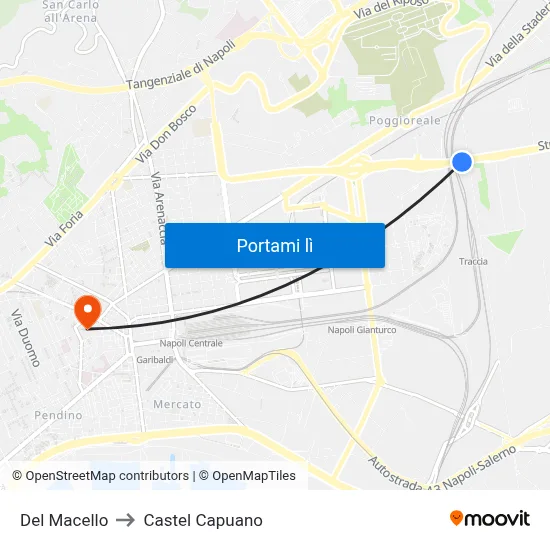 Del Macello to Castel Capuano map