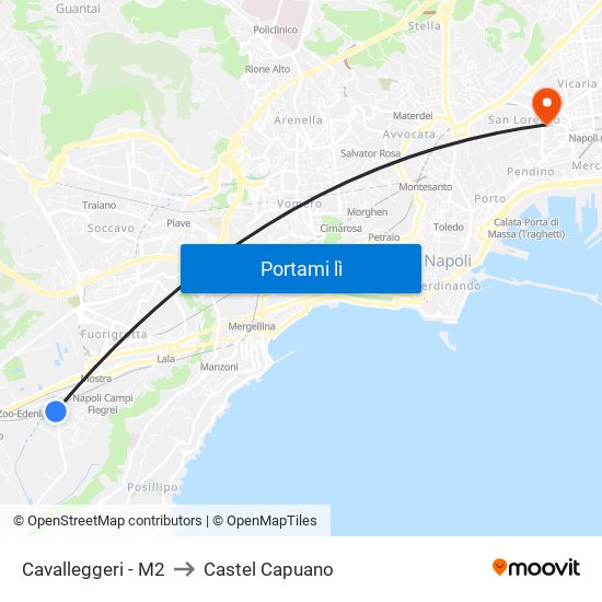 Cavalleggeri - M2 to Castel Capuano map