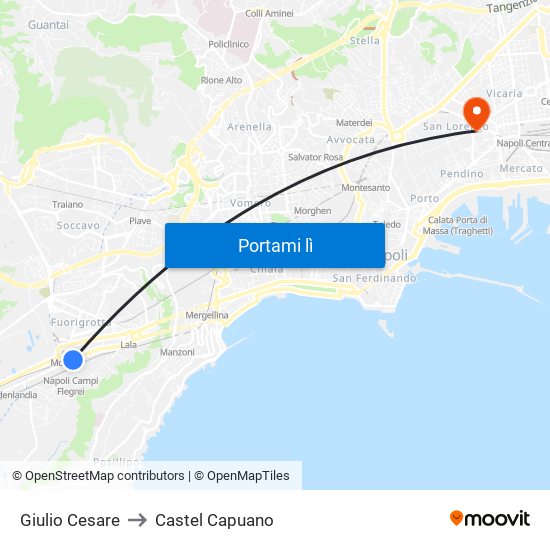 Giulio Cesare to Castel Capuano map