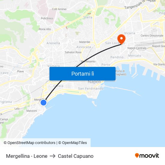 Mergellina - Leone to Castel Capuano map
