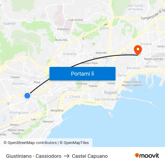 Giustiniano - Cassiodoro to Castel Capuano map