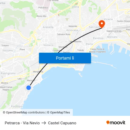 Petrarca - Via Nevio to Castel Capuano map