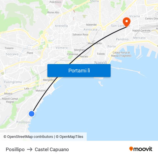 Posillipo to Castel Capuano map