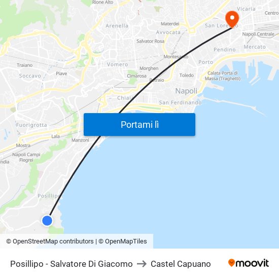 Posillipo - Salvatore Di Giacomo to Castel Capuano map