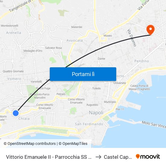 Vittorio Emanuele II - Parrocchia SS Redentore to Castel Capuano map