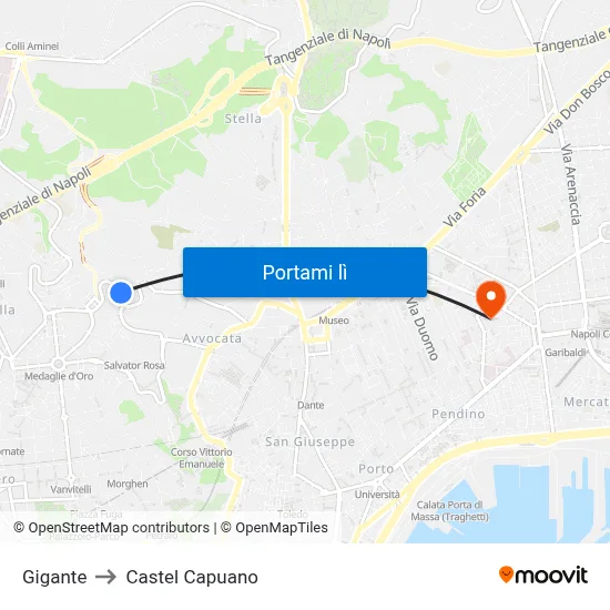 Gigante to Castel Capuano map