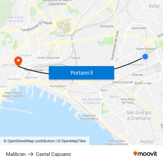 Malibran to Castel Capuano map