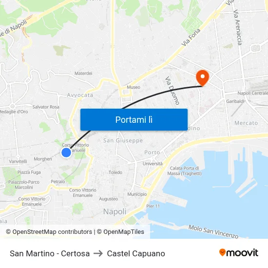 San Martino - Certosa to Castel Capuano map