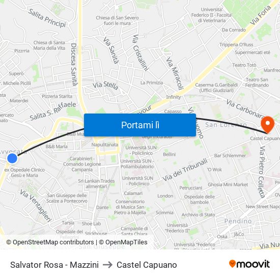 Salvator Rosa - Mazzini to Castel Capuano map