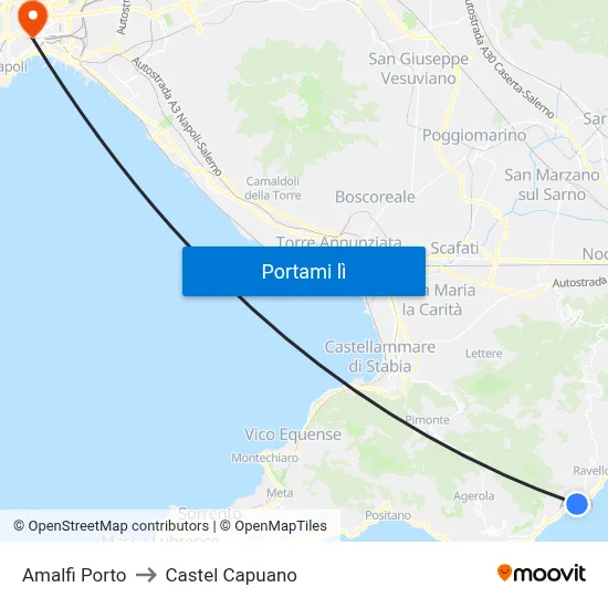 Amalfi Porto to Castel Capuano map