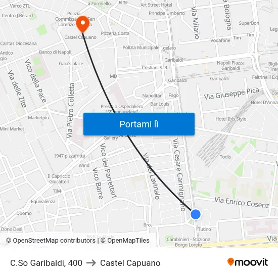 C.So Garibaldi, 400 to Castel Capuano map