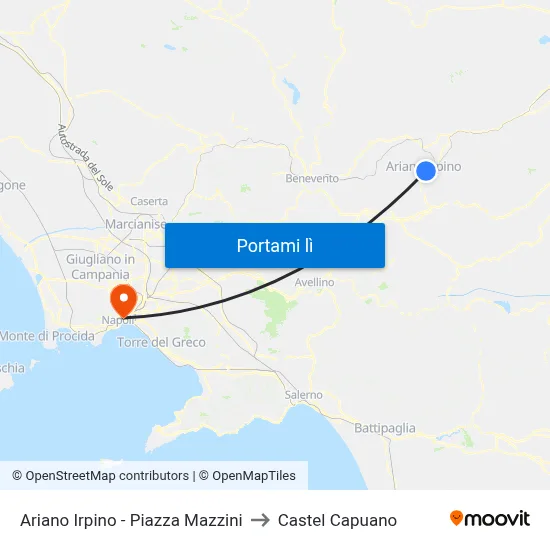 Ariano Irpino - Piazza Mazzini to Castel Capuano map