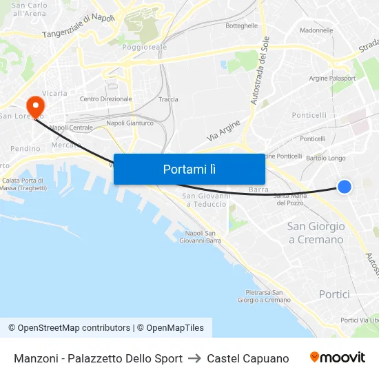 Manzoni - Palazzetto Dello Sport to Castel Capuano map