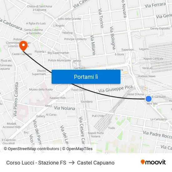 Corso Lucci - Stazione FS to Castel Capuano map
