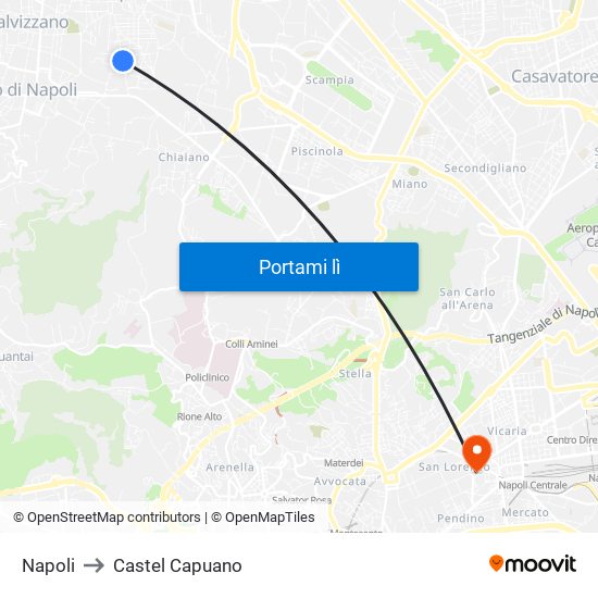 Napoli to Castel Capuano map