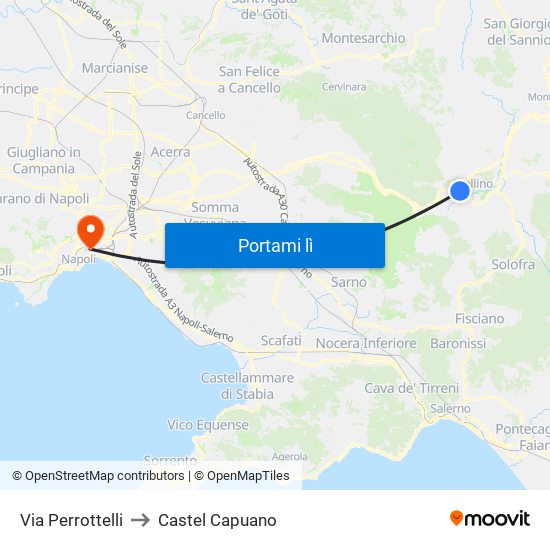 Via  Perrottelli to Castel Capuano map