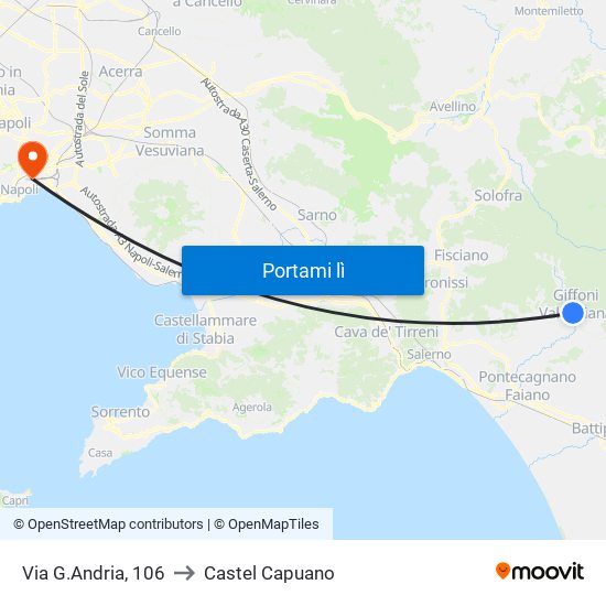 Via G.Andria, 106 to Castel Capuano map
