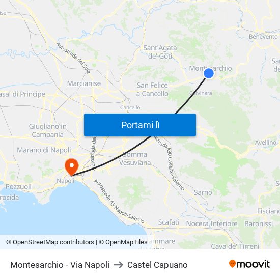 Montesarchio - Via Napoli to Castel Capuano map