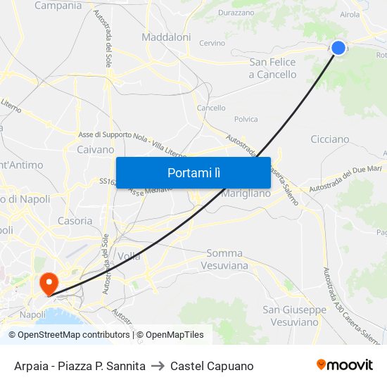 Arpaia - Piazza P. Sannita to Castel Capuano map