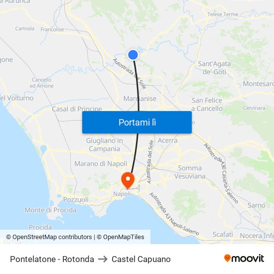 Pontelatone - Rotonda to Castel Capuano map