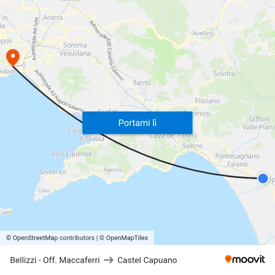 Bellizzi - Off. Maccaferri to Castel Capuano map