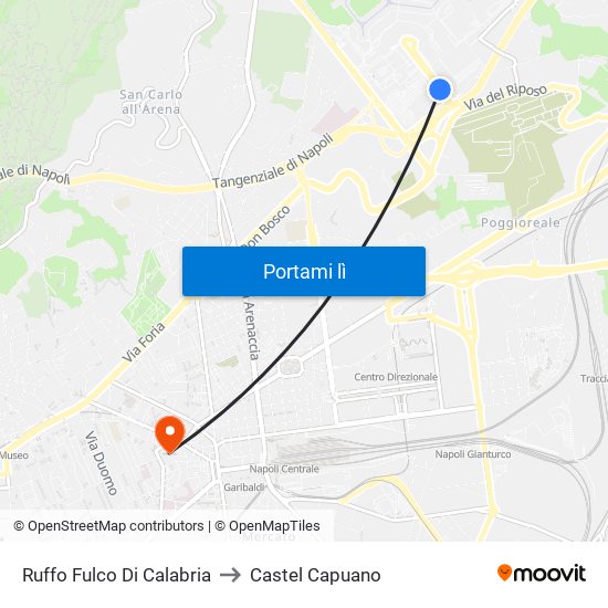 Ruffo Fulco Di Calabria to Castel Capuano map