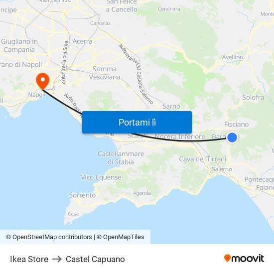 Ikea Store to Castel Capuano map