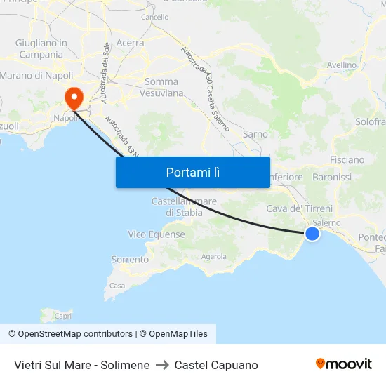 Vietri Sul Mare - Solimene to Castel Capuano map