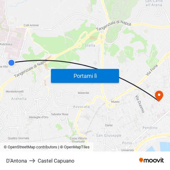 D'Antona to Castel Capuano map