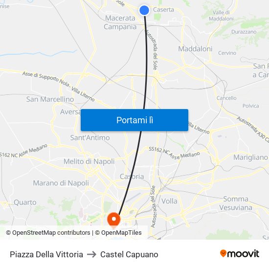 Piazza Della Vittoria to Castel Capuano map