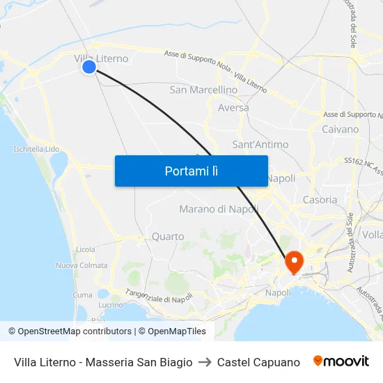 Villa Literno - Masseria San Biagio to Castel Capuano map