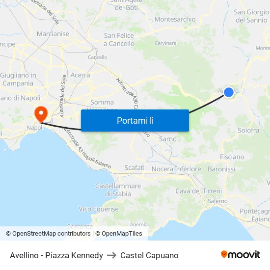 Avellino - Piazza Kennedy to Castel Capuano map