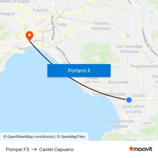 Pompei FS to Castel Capuano map