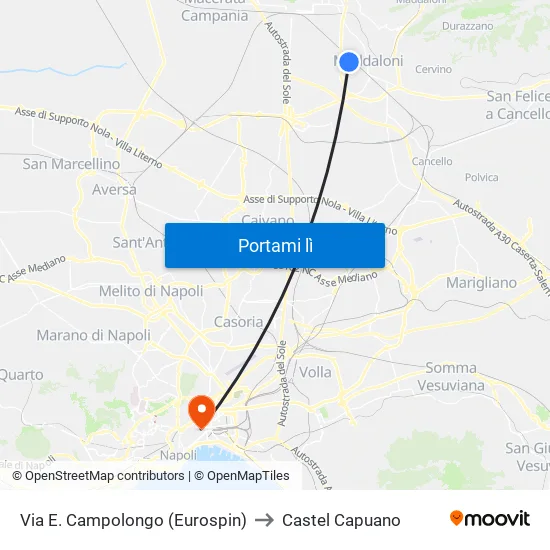 Via E. Campolongo (Eurospin) to Castel Capuano map