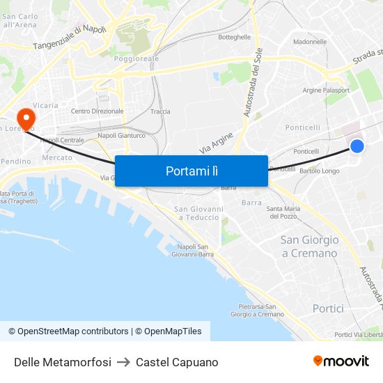 Delle Metamorfosi to Castel Capuano map