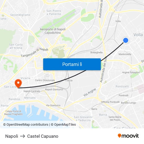 Napoli to Castel Capuano map