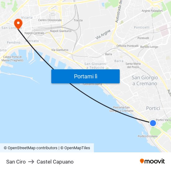 San Ciro to Castel Capuano map