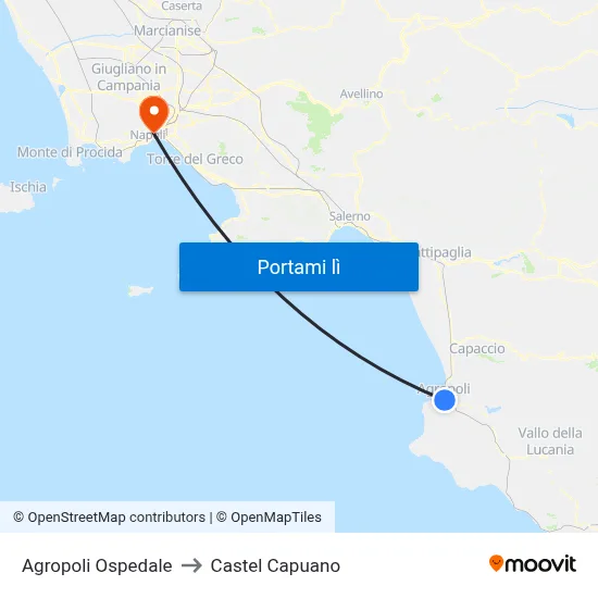Agropoli Ospedale to Castel Capuano map