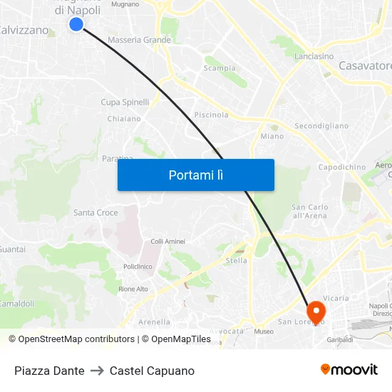 Piazza Dante to Castel Capuano map