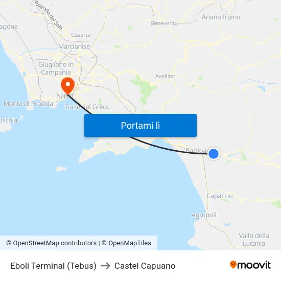Eboli Terminal (Tebus) to Castel Capuano map