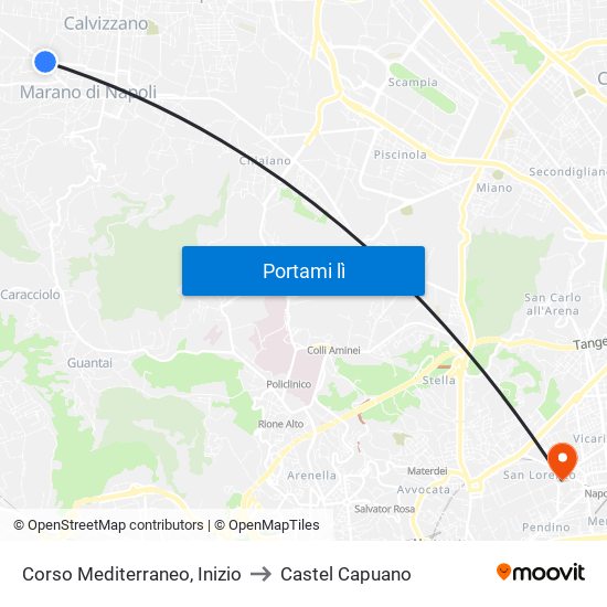 Corso Mediterraneo, Inizio to Castel Capuano map